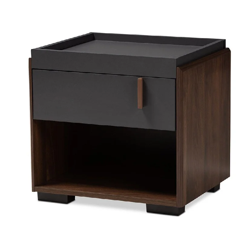 Modern Designs Tray Top Style Nightstand With Drawer and Shelf