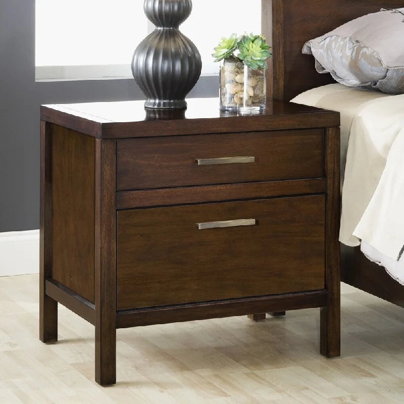 Modern Two Drawer Charging Station Nightstand