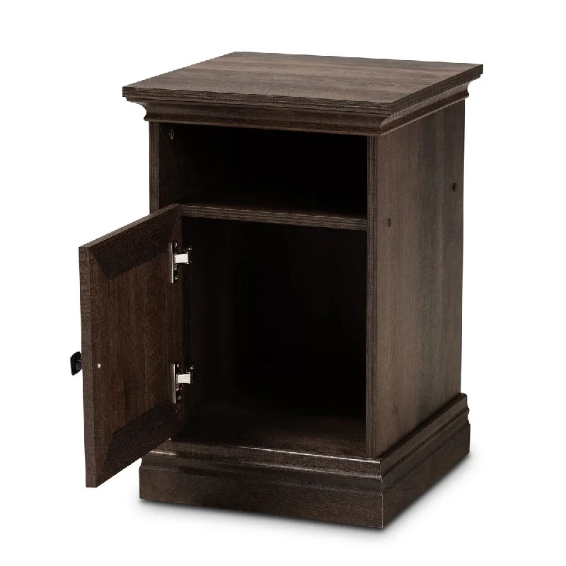 Nolan Traditional Transitional Hazel Walnut Brown Finished 1-Door Wood Nightstand