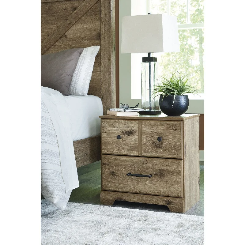 Signature Design by Ashley Shurlee Brown/Beige 2 Drawer Nightstand