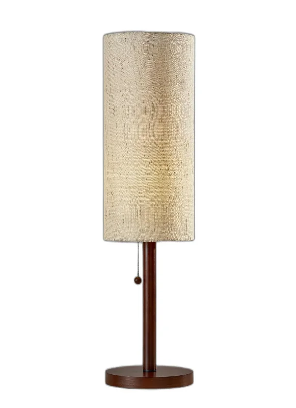 Solid Wood Standard Table Lamp With Beige Shade - Walnut