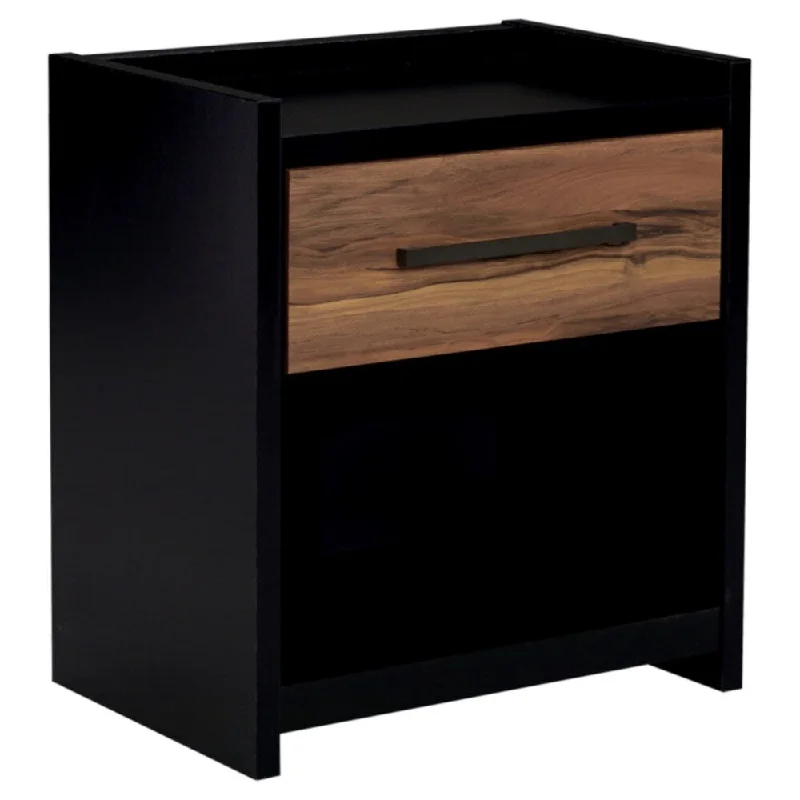 Stavani Black One Drawer Night Stand