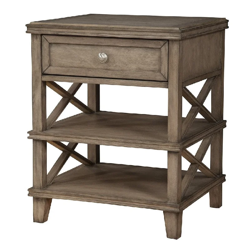 Taupe 1 Drawer with Shelves Nightstand