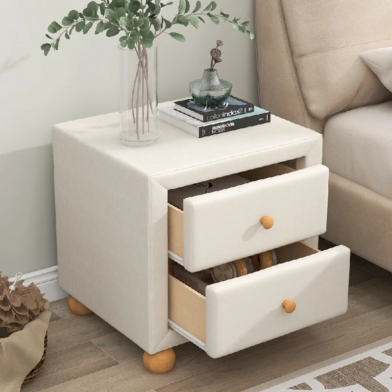 Upholstered Storage Nightstand with 2 Drawers