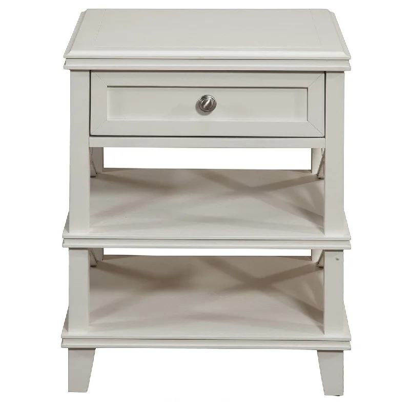 White 1 Drawer with Shelves Nightstand