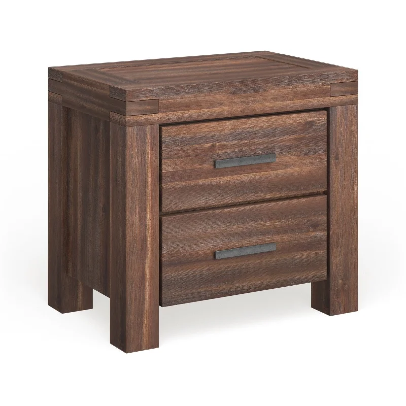 Wire Brushed Two-drawer Solid Wood Nightstand